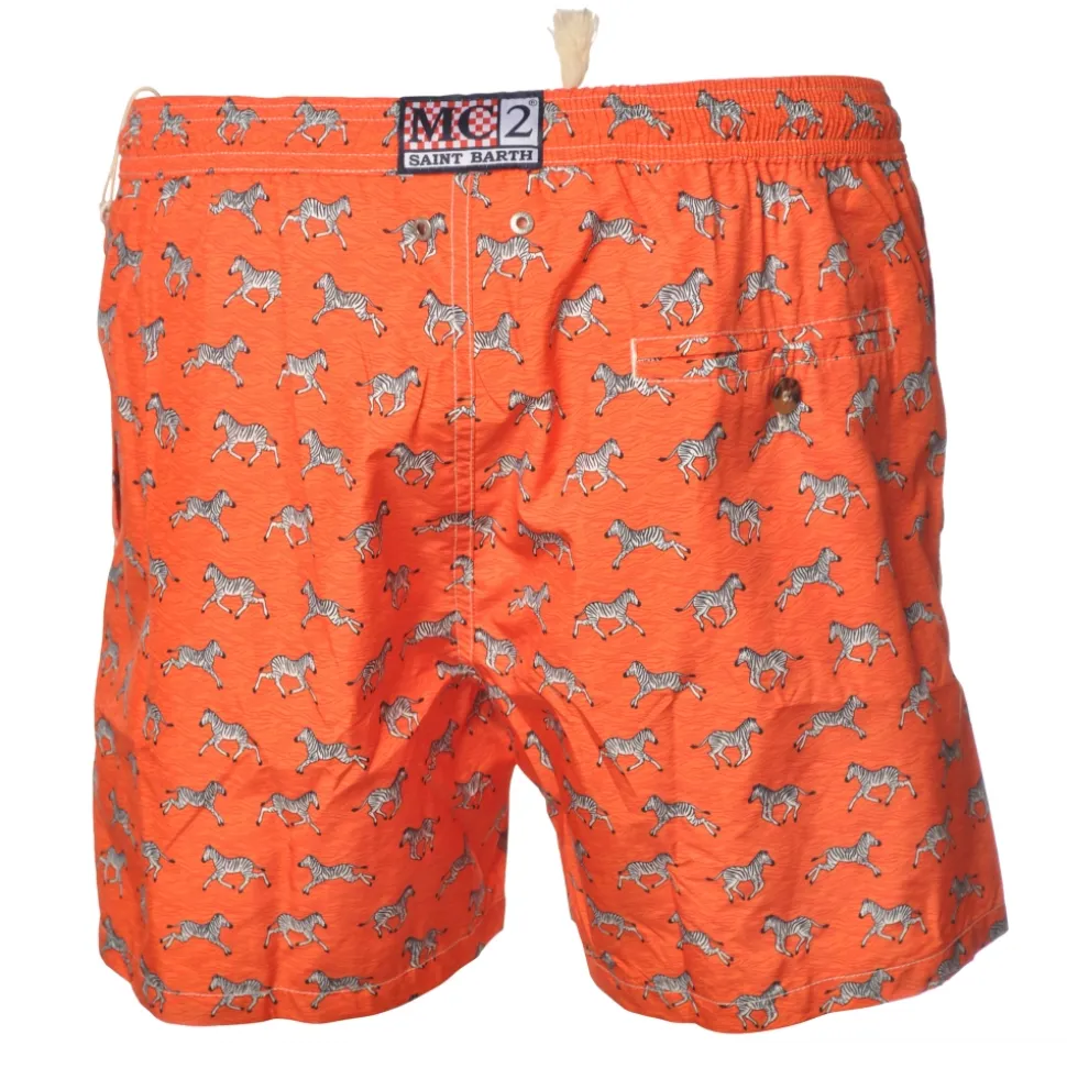 MC2 Saint Barth - Boxer Swimsuit in Zebra Pattern - Orange - Luxury Exclusive Collection - Avvenice