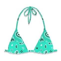 MC2 Saint Barth - Cashmere Pattern Bikini Top - Aqua Green - Luxury Exclusive Collection - Avvenice
