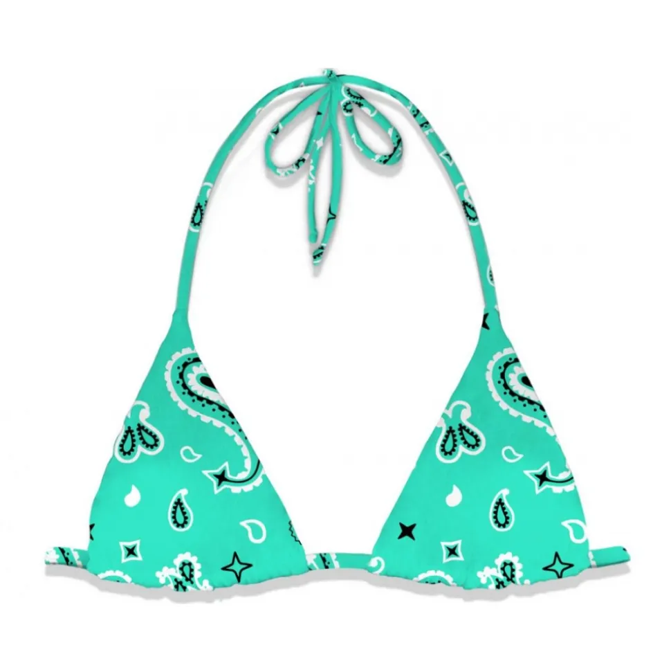 MC2 Saint Barth - Cashmere Pattern Bikini Top - Aqua Green - Luxury Exclusive Collection - Avvenice