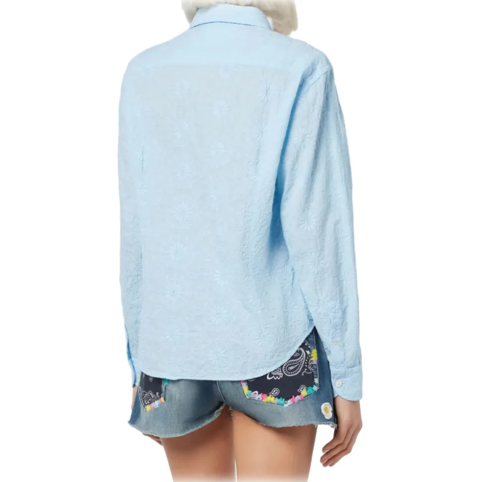 MC2 Saint Barth - Classic Sangallo Lace Shirt - Light Blue - Luxury Exclusive Collection - Avvenice