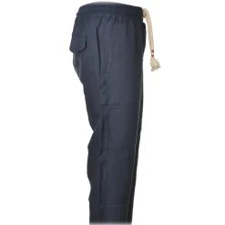 MC2 Saint Barth - Jogger Trouser in Linen - Blue - Luxury Exclusive Collection - Avvenice