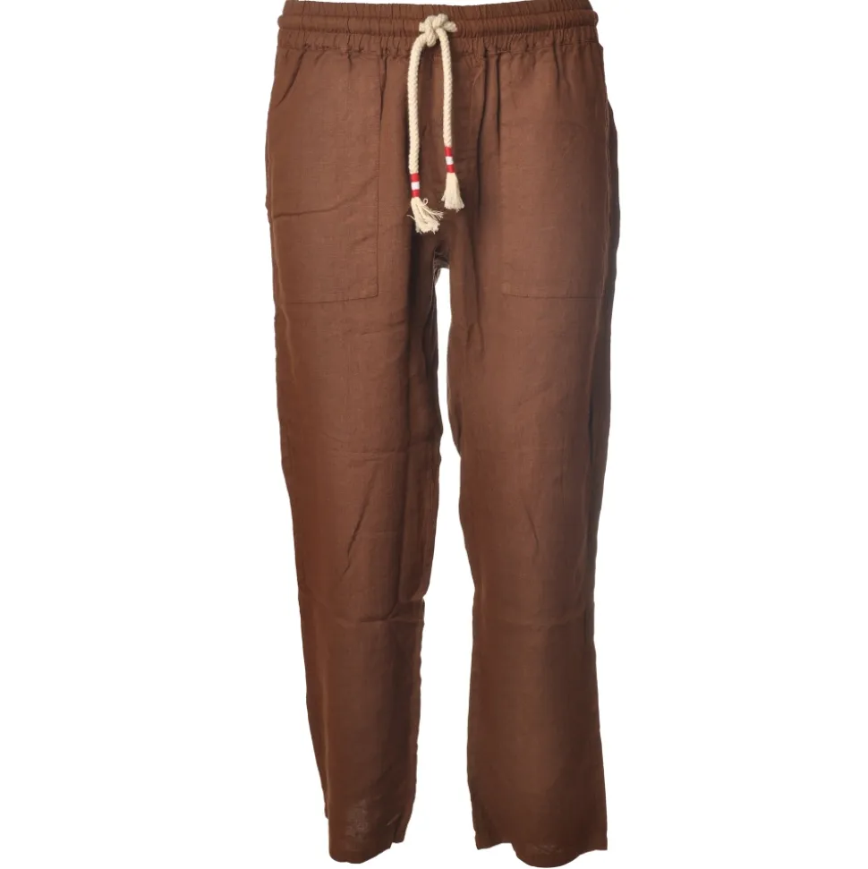 MC2 Saint Barth - Jogger Trouser in Linen - Brown - Luxury Exclusive Collection - Avvenice
