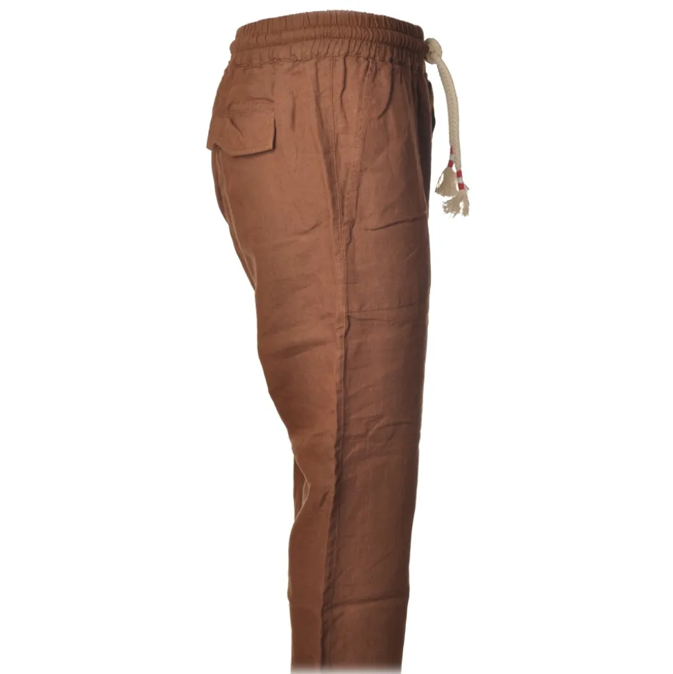 MC2 Saint Barth - Jogger Trouser in Linen - Brown - Luxury Exclusive Collection - Avvenice