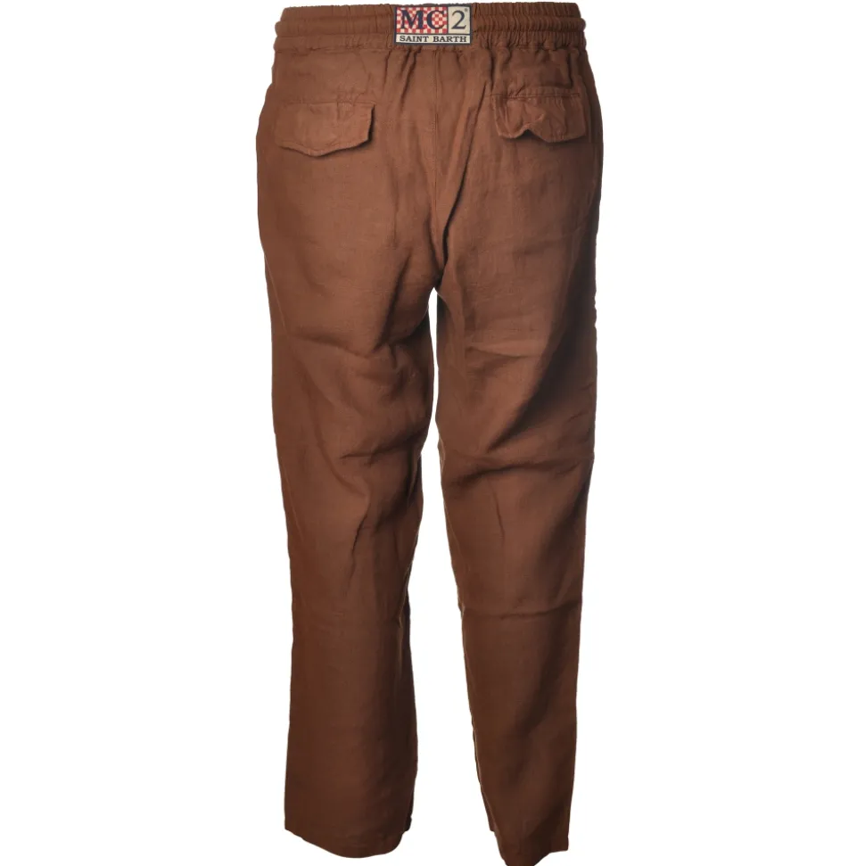 MC2 Saint Barth - Jogger Trouser in Linen - Brown - Luxury Exclusive Collection - Avvenice