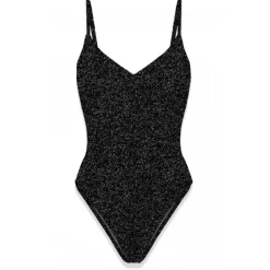 MC2 Saint Barth - Lurex V-Neck One Piece Swimsuit - Black - Luxury Exclusive Collection - Avvenice