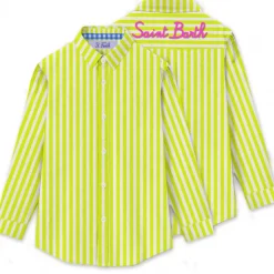 MC2 Saint Barth - Oversized Striped Shirt - White/Fluo Yellow - Luxury Exclusive Collection - Avvenice