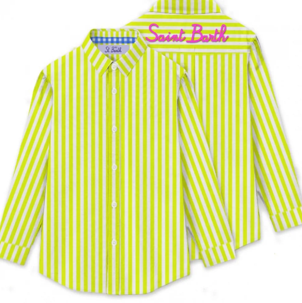 MC2 Saint Barth - Oversized Striped Shirt - White/Fluo Yellow - Luxury Exclusive Collection - Avvenice