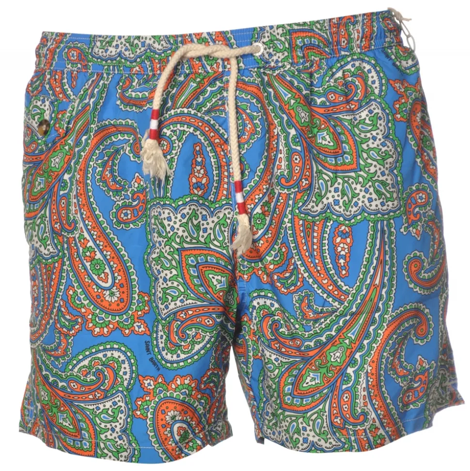 MC2 Saint Barth - Swimsuit in Multicolor Cashmere Pattern - Light Blue - Luxury Exclusive Collection - Avvenice