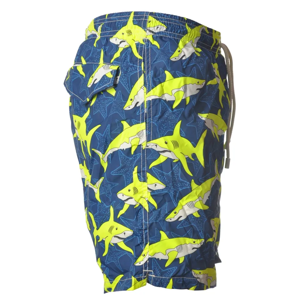 MC2 Saint Barth - Swimsuit Lighting Angra 61 - Blue Pattern - Luxury Exclusive Collection - Avvenice