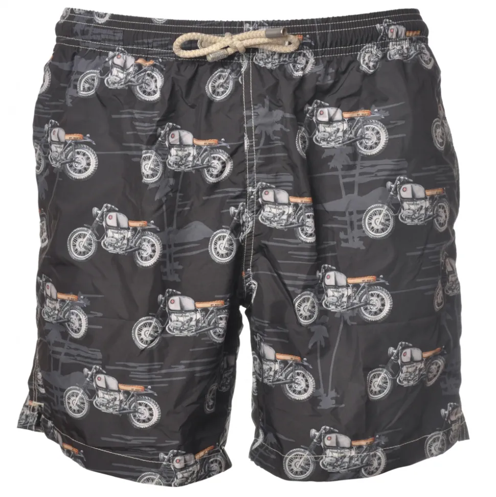 MC2 Saint Barth - Swimsuit in Motorcycle Pattern - Black - Luxury Exclusive Collection - Avvenice