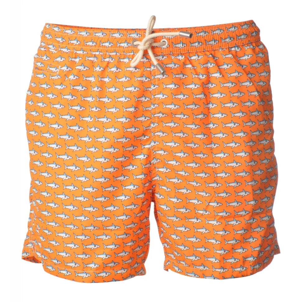 MC2 Saint Barth - Swimsuit Lighting Microfantasy Fishes - Orange Pattern - Luxury Exclusive Collection - Avvenice