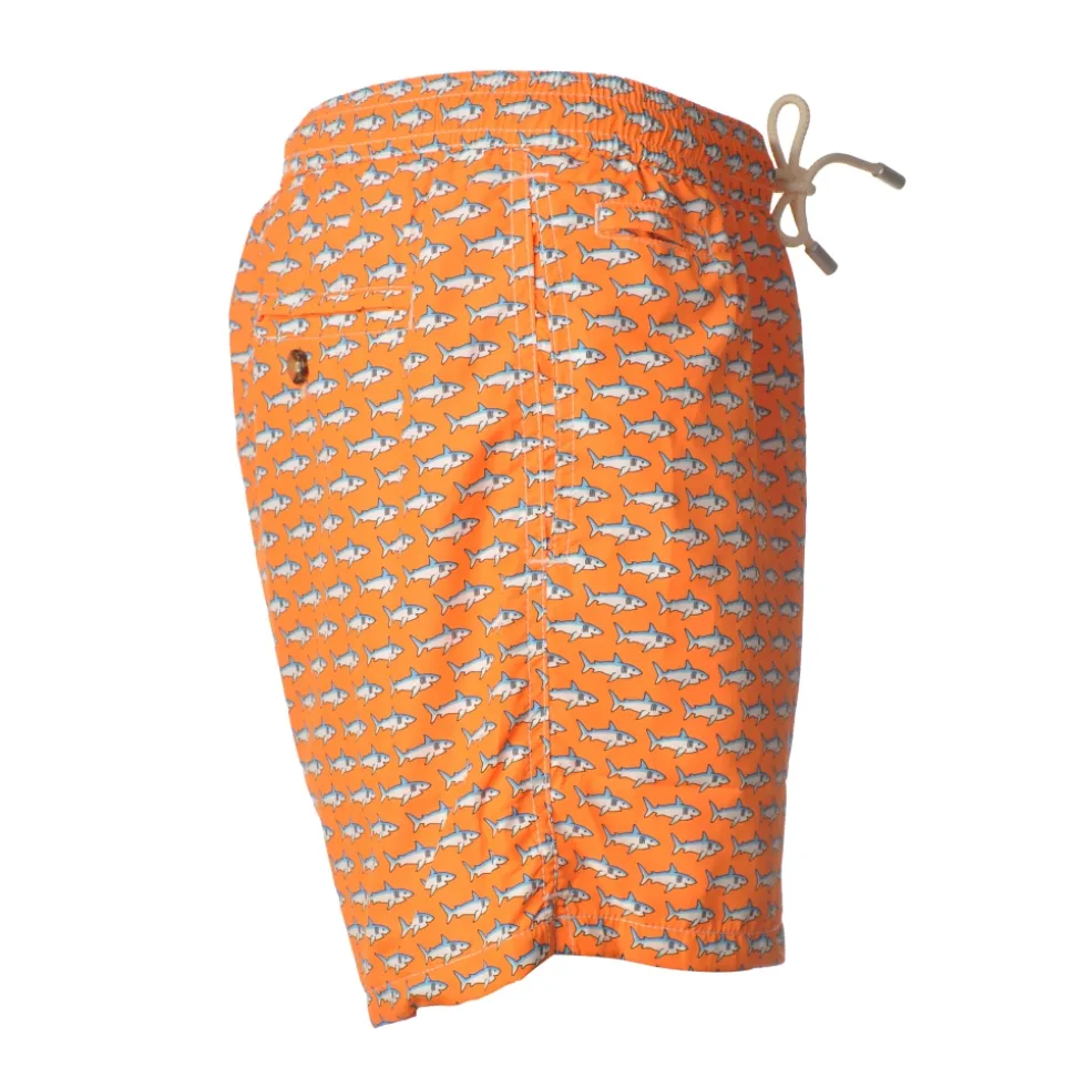 MC2 Saint Barth - Swimsuit Lighting Microfantasy Fishes - Orange Pattern - Luxury Exclusive Collection - Avvenice