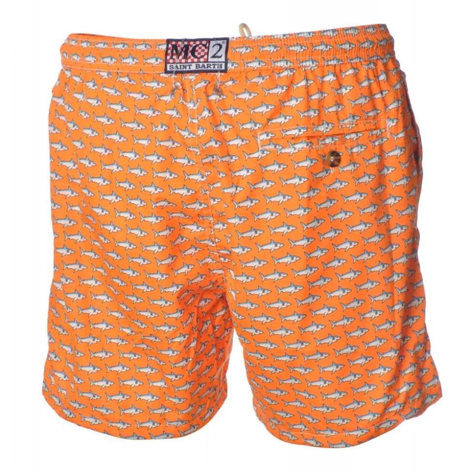 MC2 Saint Barth - Swimsuit Lighting Microfantasy Fishes - Orange Pattern - Luxury Exclusive Collection - Avvenice