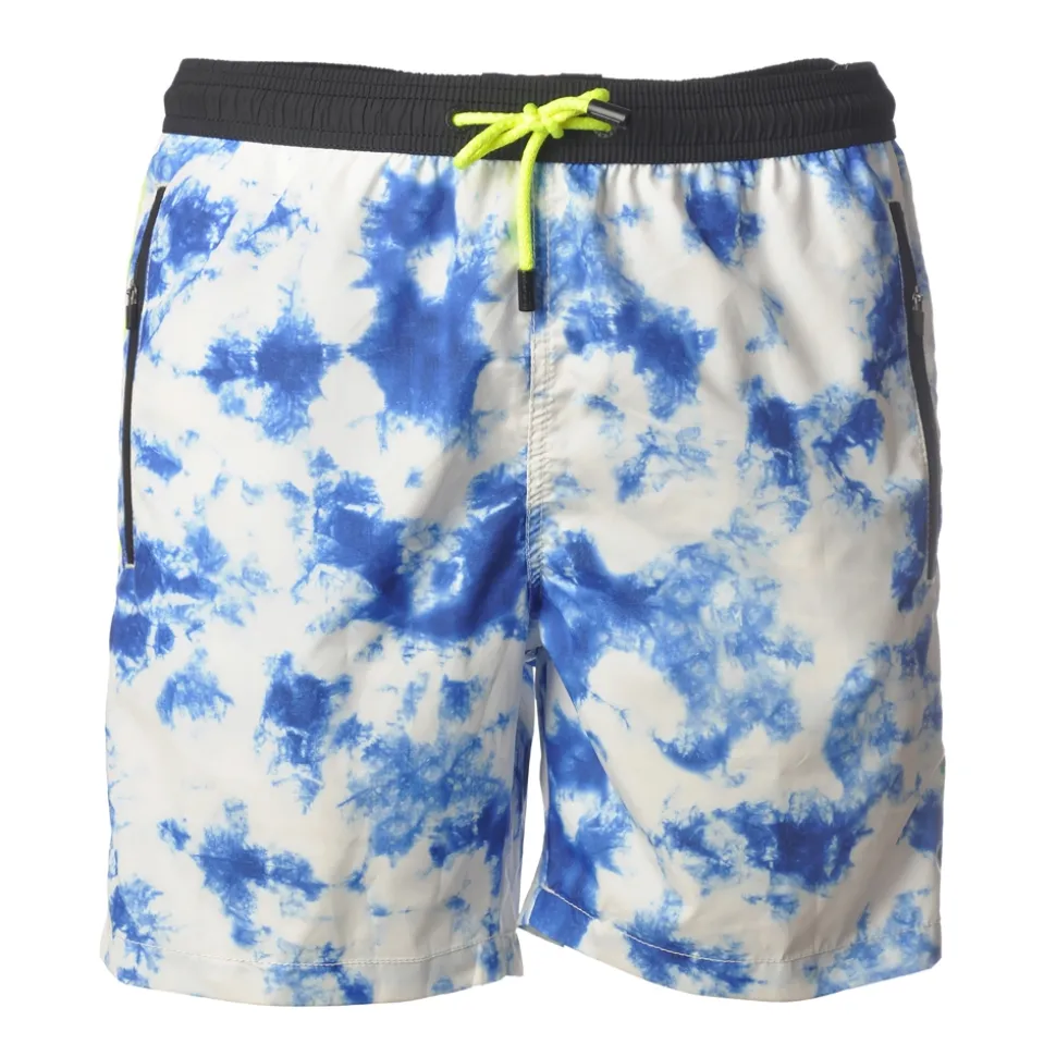 MC2 Saint Barth - Swimsuit Lighting Submarinet Tie Dye 0117 - White/Light Blue - Luxury Exclusive Collection - Avvenice