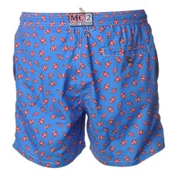 MC2 Saint Barth - Swimsuit Lighting Microfantasy Red Fishes - Blue Pattern - Luxury Exclusive Collection - Avvenice