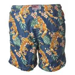 MC2 Saint Barth - Swimsuit Lighting Microfantasy Tigers - Blue Pattern - Luxury Exclusive Collection - Avvenice