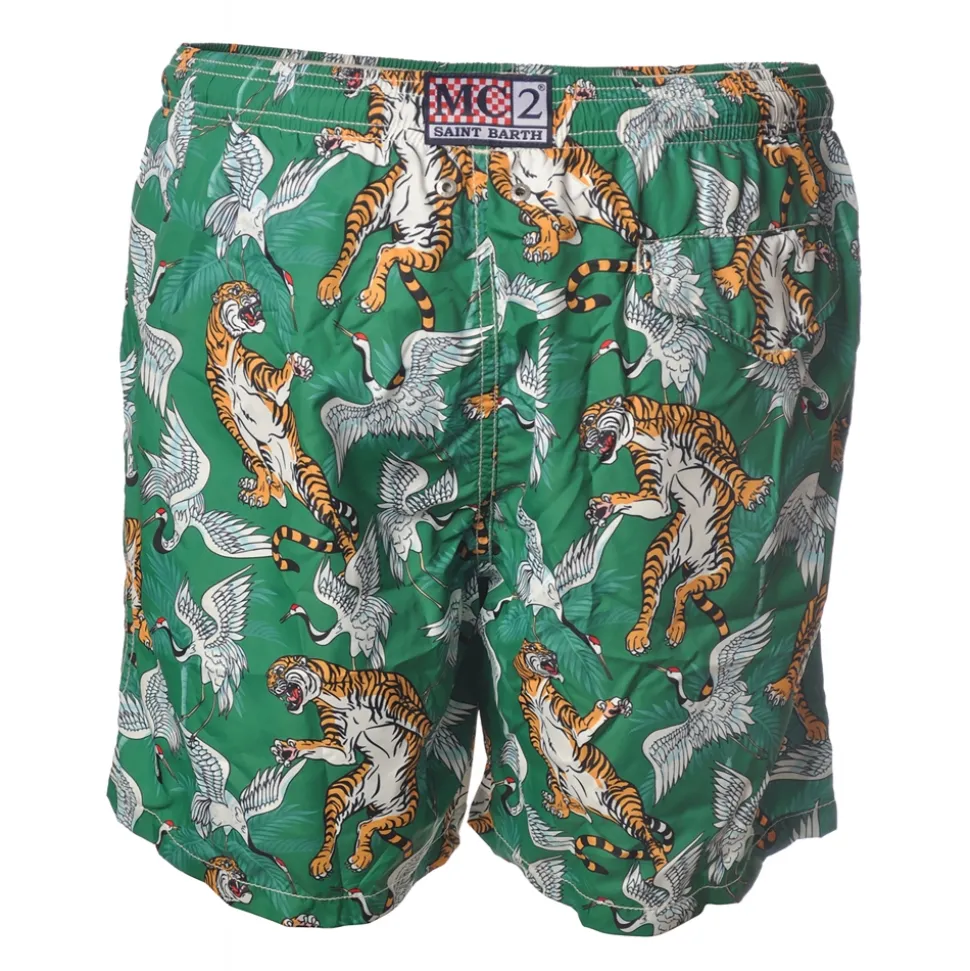 MC2 Saint Barth - Swimsuit Lighting Bengal 51 - Green Pattern - Luxury Exclusive Collection - Avvenice