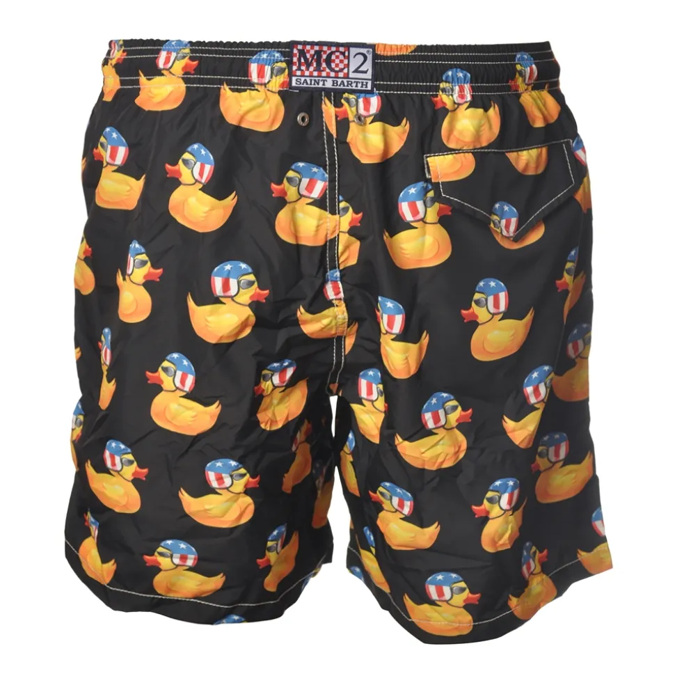 MC2 Saint Barth - Swimsuit Lighting Easy Ducky 00 - Black Pattern - Luxury Exclusive Collection - Avvenice