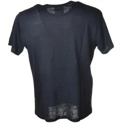 MC2 Saint Barth - T-Shirt in Linen with Pocket - Blue - Luxury Exclusive Collection - Avvenice