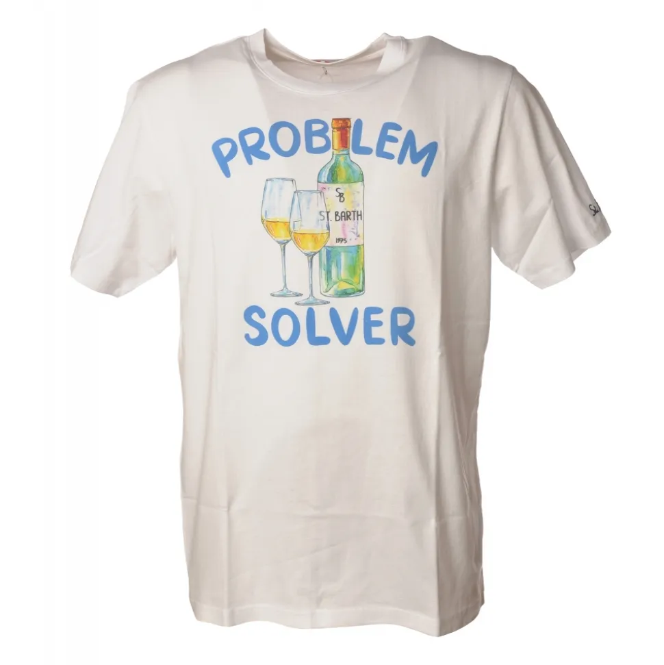 MC2 Saint Barth - T-Shirt Man Wine Solver 01N - White - Luxury Exclusive Collection - Avvenice