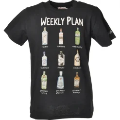 MC2 Saint Barth - T-Shirt with Bottles Print Weekly Plan - Blue - Luxury Exclusive Collection - Avvenice