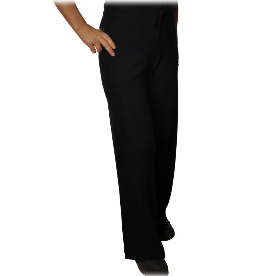 MC2 Saint Barth - Wide Leg Trouser in Knitted Yarn - Black - Luxury Exclusive Collection - Avvenice