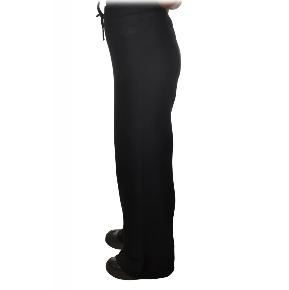 MC2 Saint Barth - Wide Leg Trouser in Knitted Yarn - Black - Luxury Exclusive Collection - Avvenice