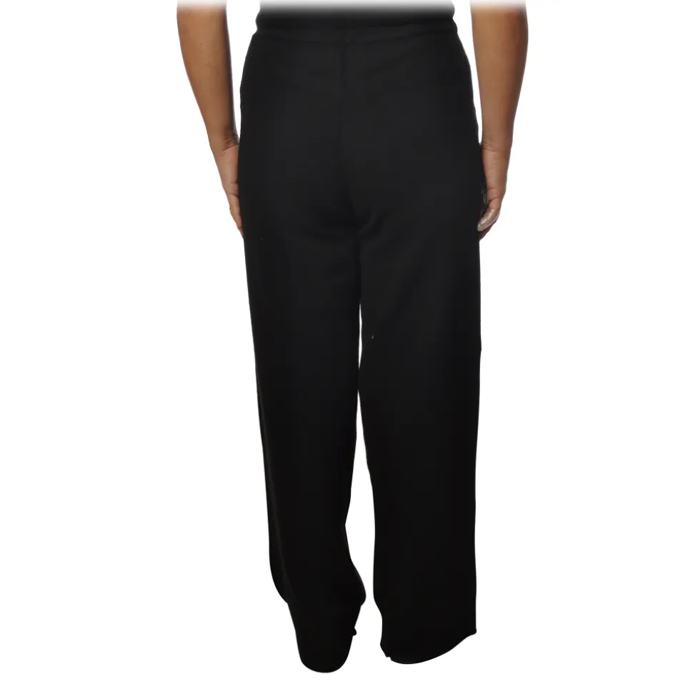 MC2 Saint Barth - Wide Leg Trouser in Knitted Yarn - Black - Luxury Exclusive Collection - Avvenice