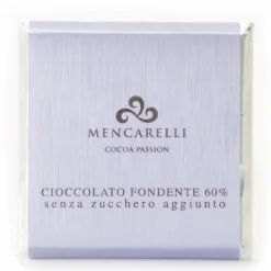 Mencarelli Cocoa Passion - Dark Chocolate Bar 60 % Sugar Free - Chocolate Bar 50 g - Avvenice