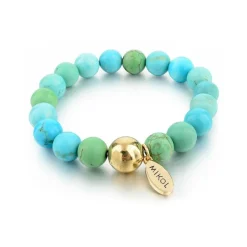 Mikol Marmi - Aquamarine Gemstone Marble Beaded Bracialet - Real Marble - Mikol Marmi Collection - Avvenice