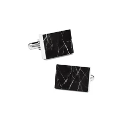Mikol Marmi - Black Marquina Rectangular Marble Cuff Links - Real Marble - Mikol Marmi Collection - Avvenice