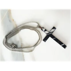 Mikol Marmi - Black Marquina Gemstone Marble Necklace - Cross Necklace - Real Marble - Mikol Marmi Collection - Avvenice