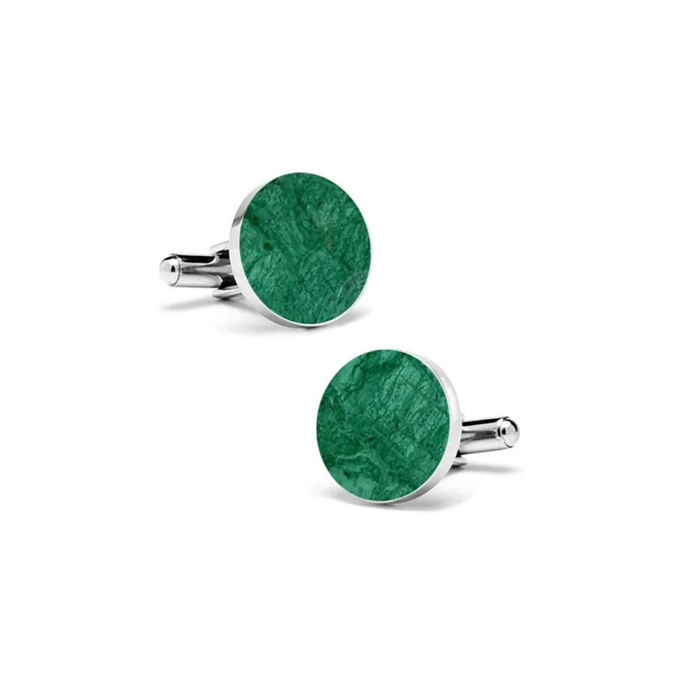 Mikol Marmi - Emerald Green Round Marble Cuff Links - Real Marble - Mikol Marmi Collection - Avvenice