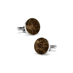 Mikol Marmi - Emperador Round Marble Cuff Links - Real Marble - Mikol Marmi Collection - Avvenice