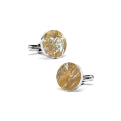 Mikol Marmi - Galaxy Gold Round Marble Cuff Links - Real Marble - Mikol Marmi Collection - Avvenice