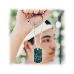 Mikol Marmi - Green Rainforest Gemstone Marble Dog Tag - Real Marble - Mikol Marmi Collection - Avvenice