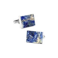 Mikol Marmi - Laguna Blue Rectangular Marble Cuff Links - Real Marble - Mikol Marmi Collection - Avvenice