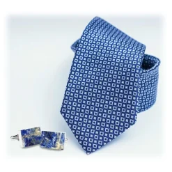 Mikol Marmi - Laguna Blue Rectangular Marble Cuff Links - Real Marble - Mikol Marmi Collection - Avvenice