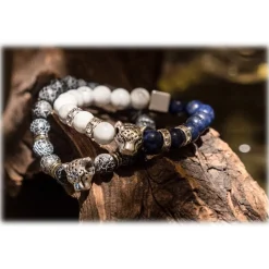 Mikol Marmi - Laguna Blue Gemstone Marble Beaded Bracialet - Real Marble - Mikol Marmi Collection - Avvenice