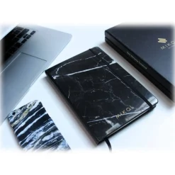 Mikol Marmi - Marquina Black Marble Notebook - Real Marble - Desk Supplies - Mikol Marmi Collection - Avvenice