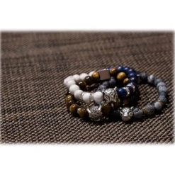 Mikol Marmi - Ocean Blue Gemstone Marble Beaded Bracialet - Real Marble - Mikol Marmi Collection - Avvenice