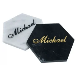 Mikol Marmi - Personalized Coasters in Marquina Black Marble - Real Marble - Living - Mikol Marmi Collection - Avvenice