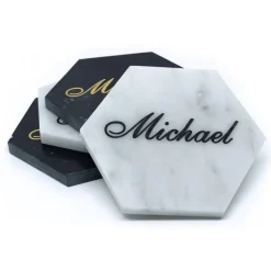 Mikol Marmi - Personalized Coasters in Marquina Black Marble - Real Marble - Living - Mikol Marmi Collection - Avvenice