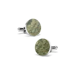 Mikol Marmi - Rainforest Green Round Marble Cuff Links - Real Marble - Mikol Marmi Collection - Avvenice