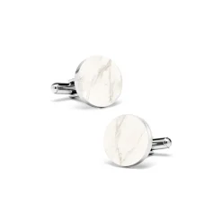 Mikol Marmi - White Carrara Round Marble Cuff Links - Real Marble - Mikol Marmi Collection - Avvenice