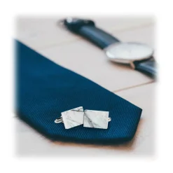 Mikol Marmi - White Carrara Round Marble Cuff Links - Real Marble - Mikol Marmi Collection - Avvenice