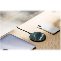 Mikol Marmi - Wireless Charging Pad in Green Emerald Marble with USB Cable - Desktop Charger - iPhone - Apple - Samsung - Avvenice