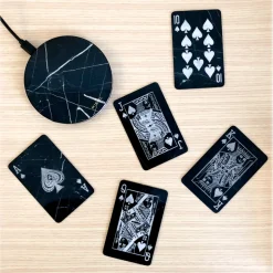 Mikol Marmi - Wireless Charging Pad in Black Marble Marquina with USB Cable - Desktop Charger - iPhone - Apple - Samsung - Avvenice