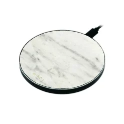 Mikol Marmi - Wireless Charging Pad in White Carrara Marble with USB Cable - Desktop Charger - iPhone - Apple - Samsung - Avvenice