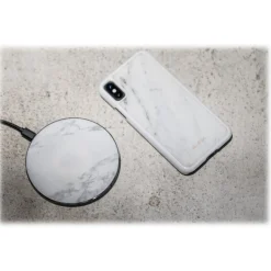 Mikol Marmi - Wireless Charging Pad in White Carrara Marble with USB Cable - Desktop Charger - iPhone - Apple - Samsung - Avvenice